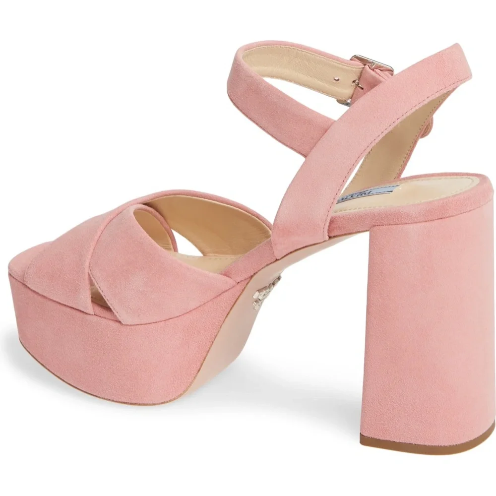 NIB $920 PRADA Suede Platform Sandal in Pink - size 5.5 US / 35.5 EU!